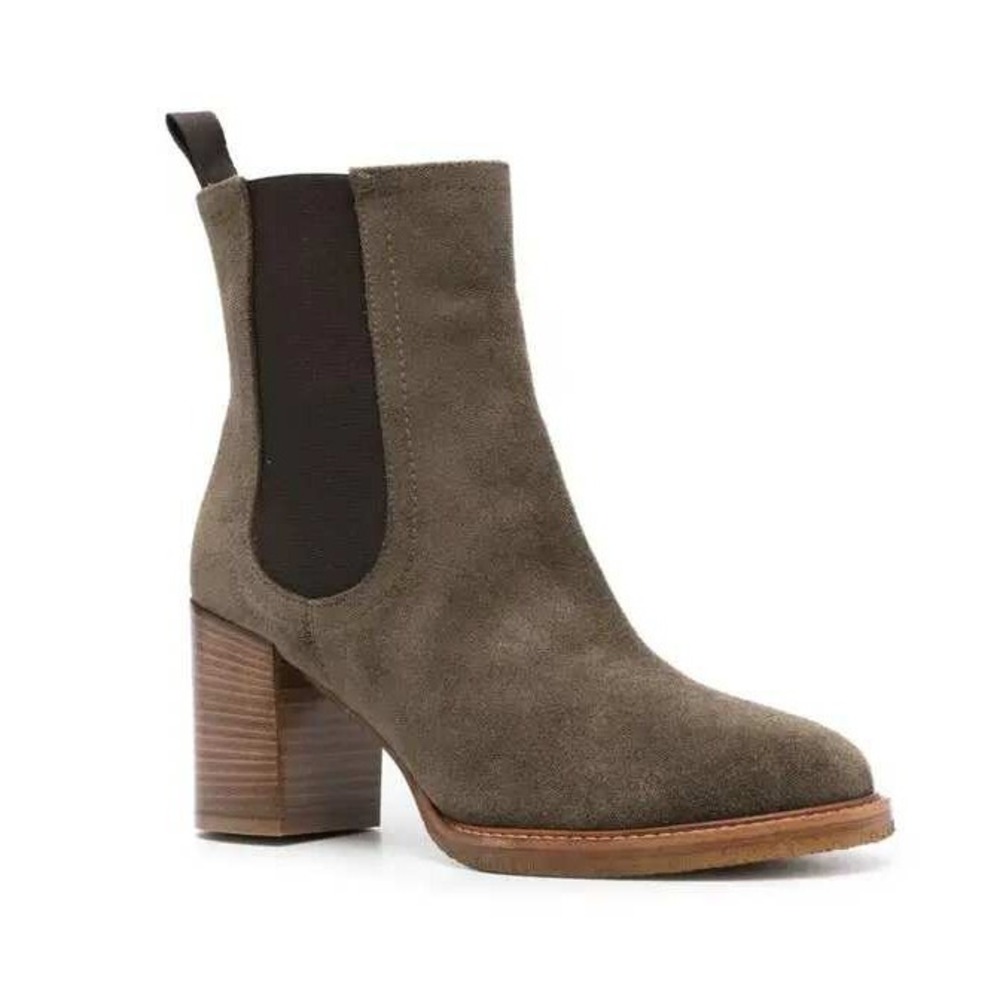 Roberto Festa Berlin Suede Chelsea Boots 90mm Heel Olive Green‎ EU40.5 US 10 NIB